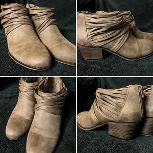 Light brown straps booties
